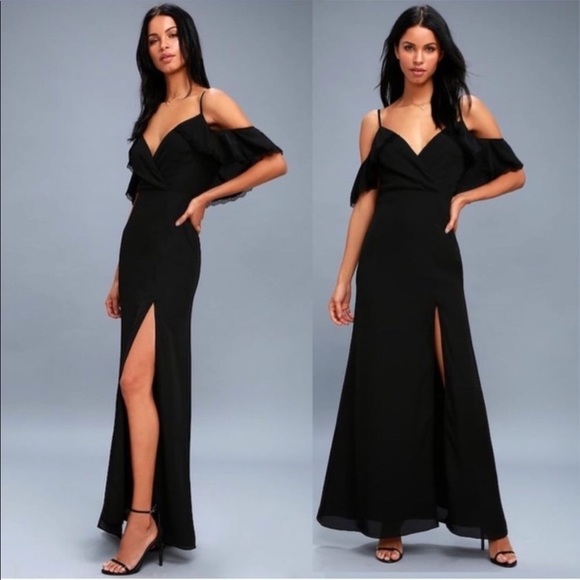 Lulu’s Theory of Love Black Off Shoulder Dress - Picture 1 of 9